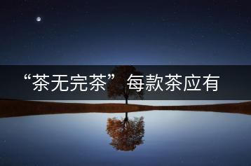 “茶無完茶”每款茶應(yīng)有一個缺點！