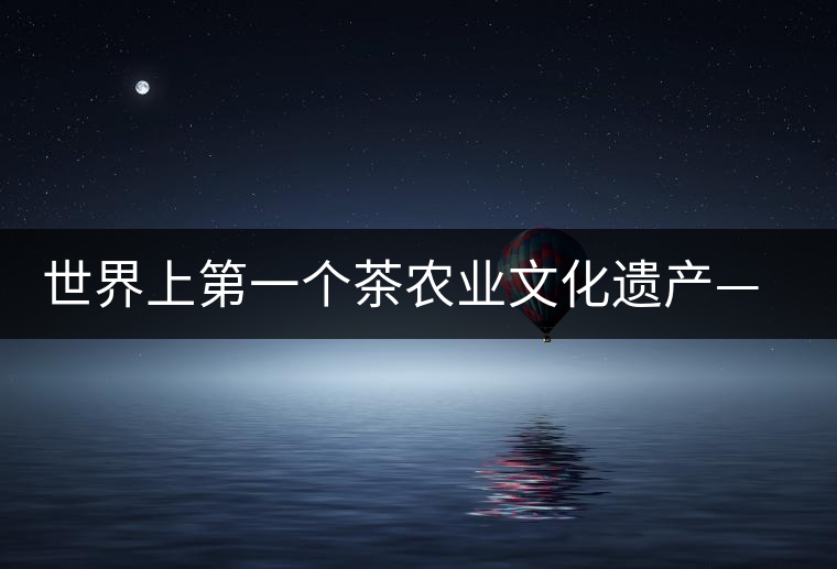 世界上第一個茶農(nóng)業(yè)文化遺產(chǎn)——普洱古茶園