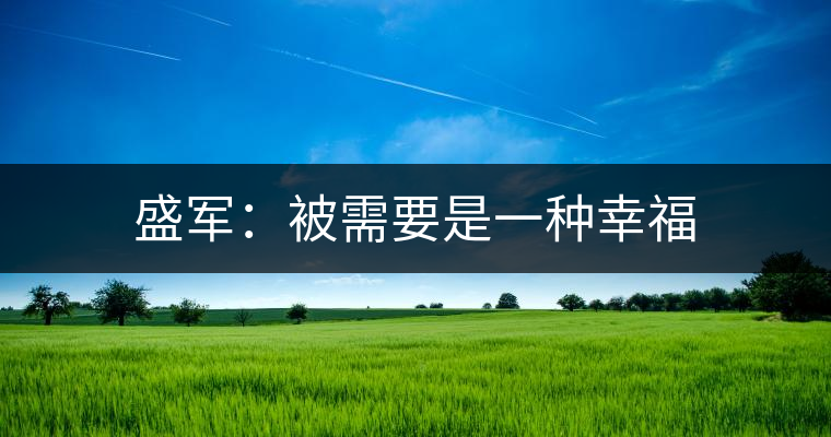盛軍:被需要是一種幸福 盛軍:被需要是一種幸福