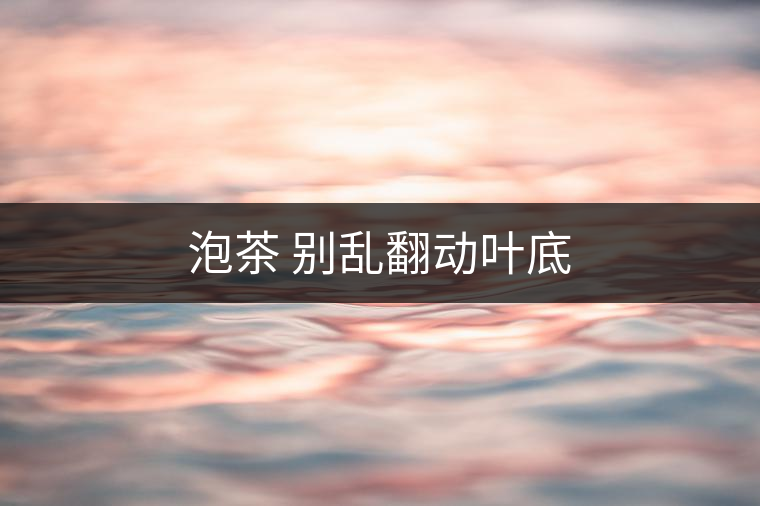 泡茶 別亂翻動(dòng)葉底 泡茶 別亂翻動(dòng)葉底