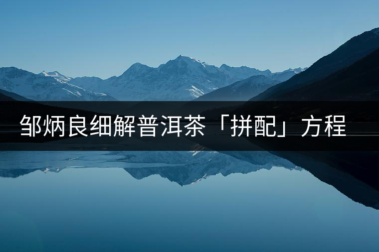 鄒炳良細解普洱茶「拼配」方程式 鄒炳良細解普洱茶「拼配」方程式