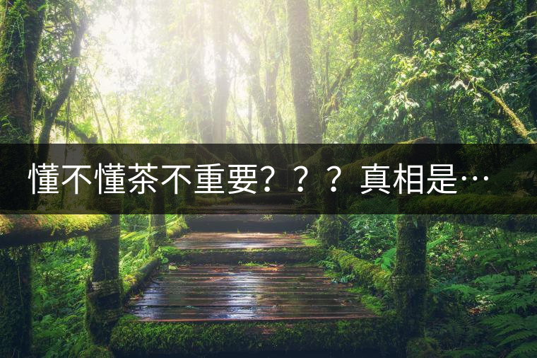 懂不懂茶不重要？？？真相是……