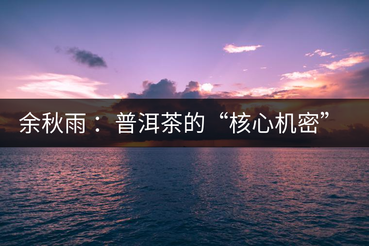 余秋雨 ：普洱茶的“核心機(jī)密”是什么？