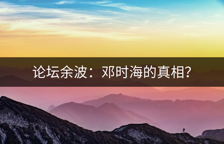 論壇余波：鄧時海的真相？