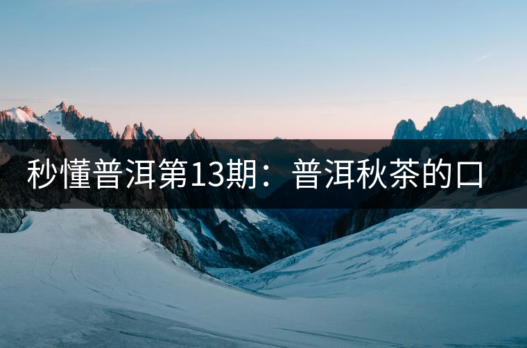 秒懂普洱第13期：普洱秋茶的口感特點？
