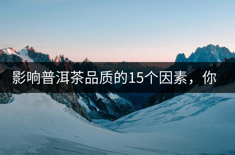 影響普洱茶品質(zhì)的15個因素，你知道幾個？