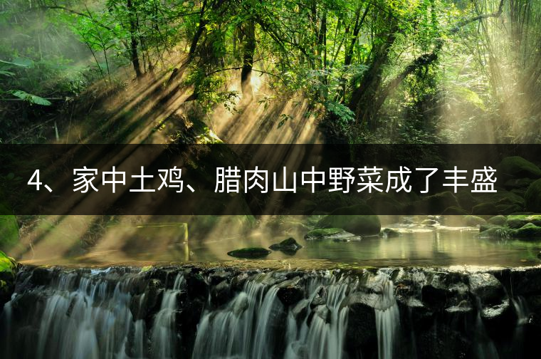 4、家中土雞、臘肉山中野菜成了豐盛的午餐