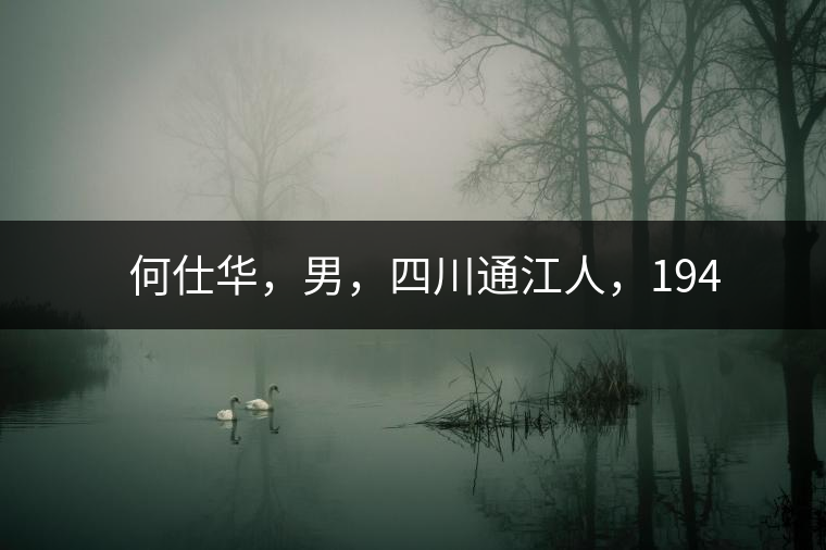 　　何仕華，男，四川通江人，1942年7月生，高級工程師、副研究員，曾任云南省高級工程師高評委委員，云南省老科協(xié)茶葉分會副會長，云南省普洱茶葉協(xié)會技術委員會副主任，云南省普洱茶研究中心研究員，獲覺農(nóng)勛章獎、老茶人貢獻獎，全國弘揚茶文化突出貢獻獎。